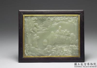 图片[2]-Jade table screen with scholars enjoying antiques (one of a pair), Qing dynasty, Qianlong reign (1736-1795)-China Archive